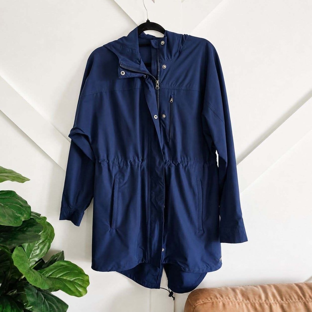 EMS Eastern Mountain Sports Parka Jacket Womens M Blue Hooded Anorak Windbreaker
